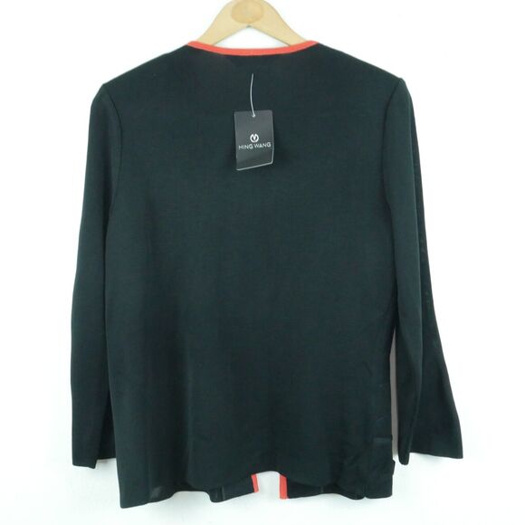 Ming Wang Small Jacket Knit Blazer Cardigan Career Black Embroidered Office - Picture 6 of 8